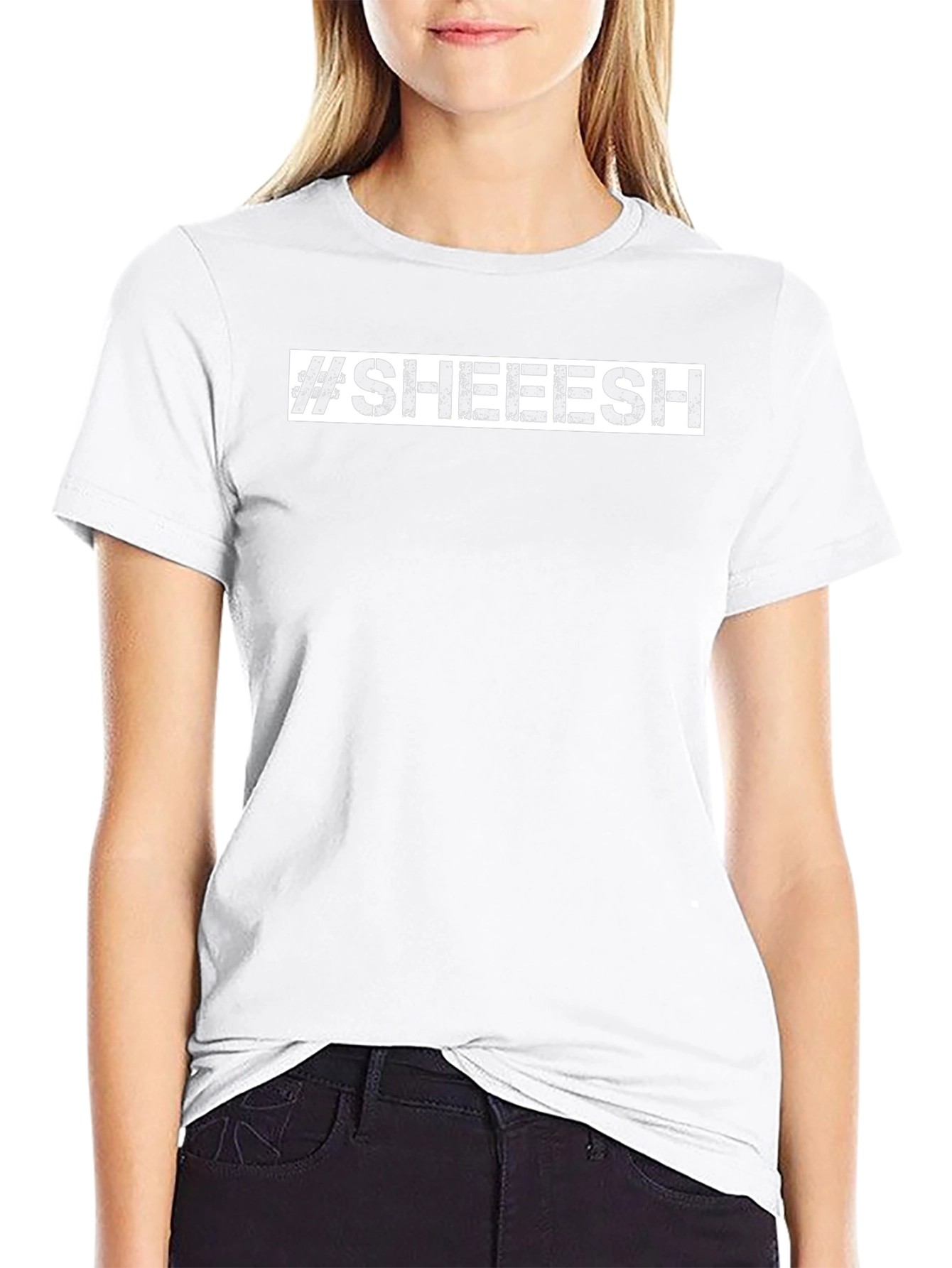 #SHEEESH Graphic Print Black Cotton T-Shirt