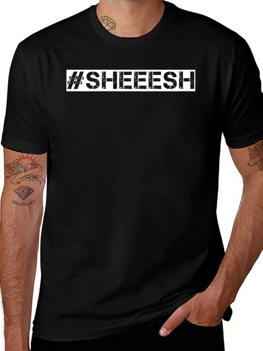 #SHEEESH Graphic Print Black Cotton T-Shirt
