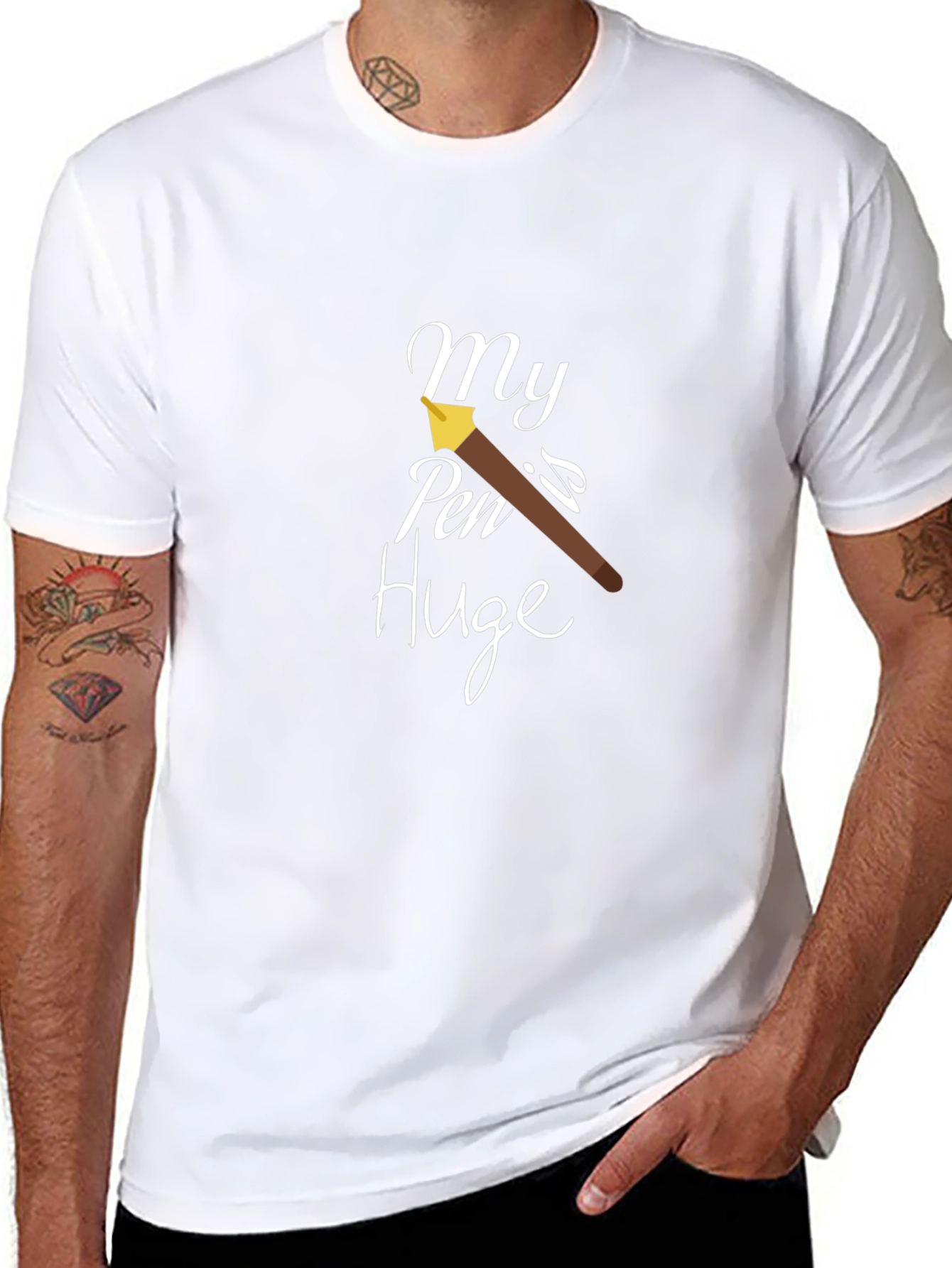 My Pen is Huge Black Graphic T-Shirt