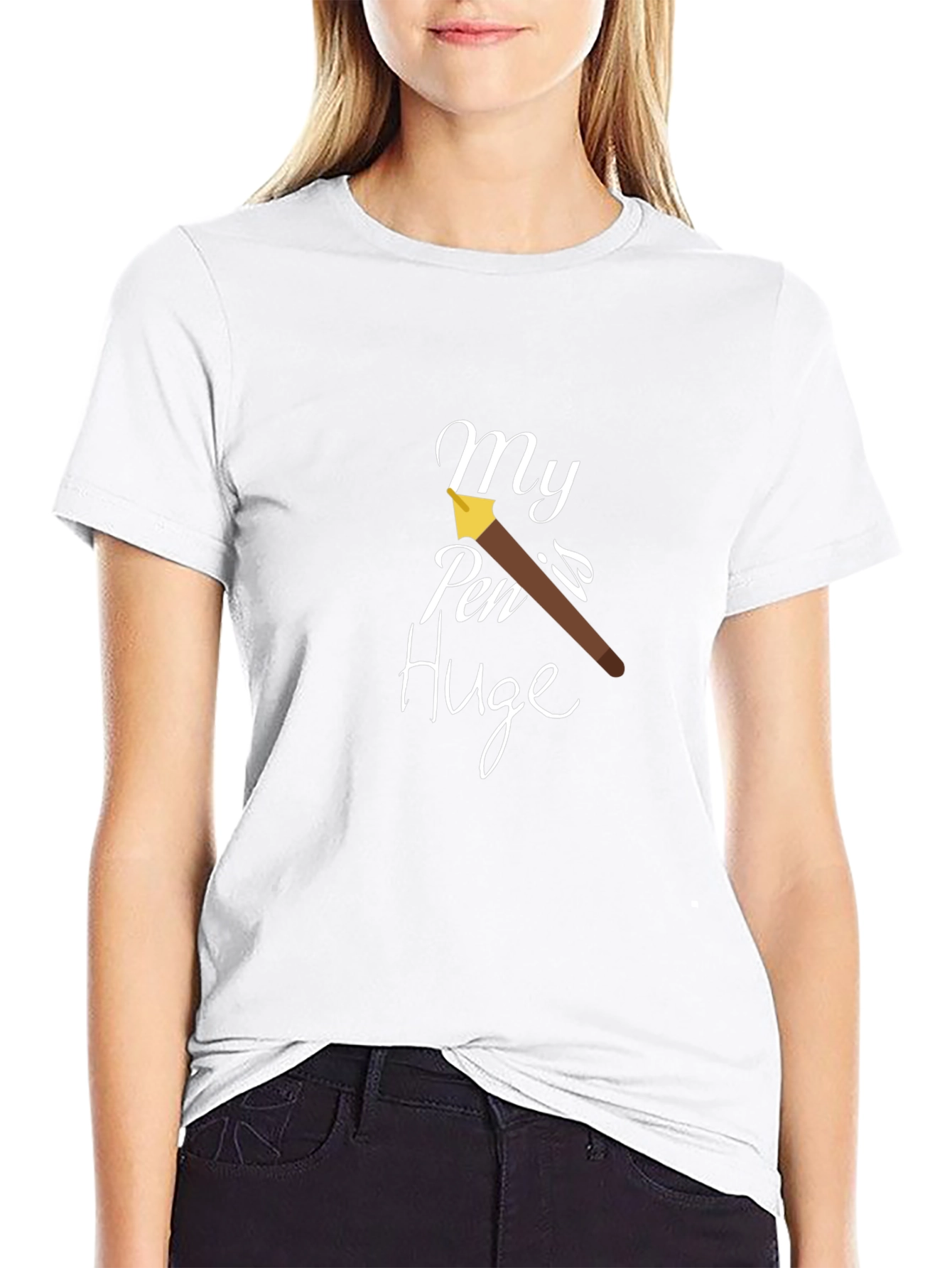 My Pen is Huge Black Graphic T-Shirt