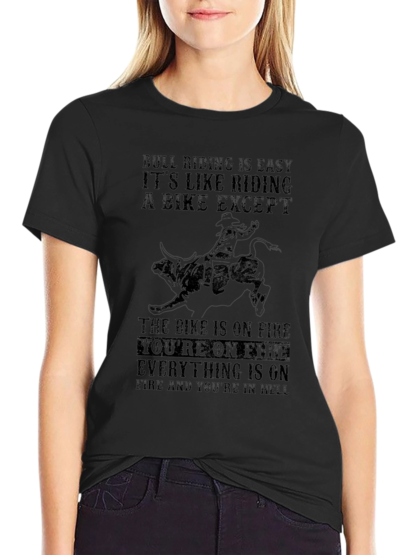 Bull Riding Is Easy T-Shirt - Black
