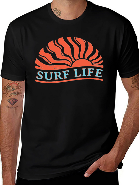 Surf Life Graphic Tee - Retro Sunset Design