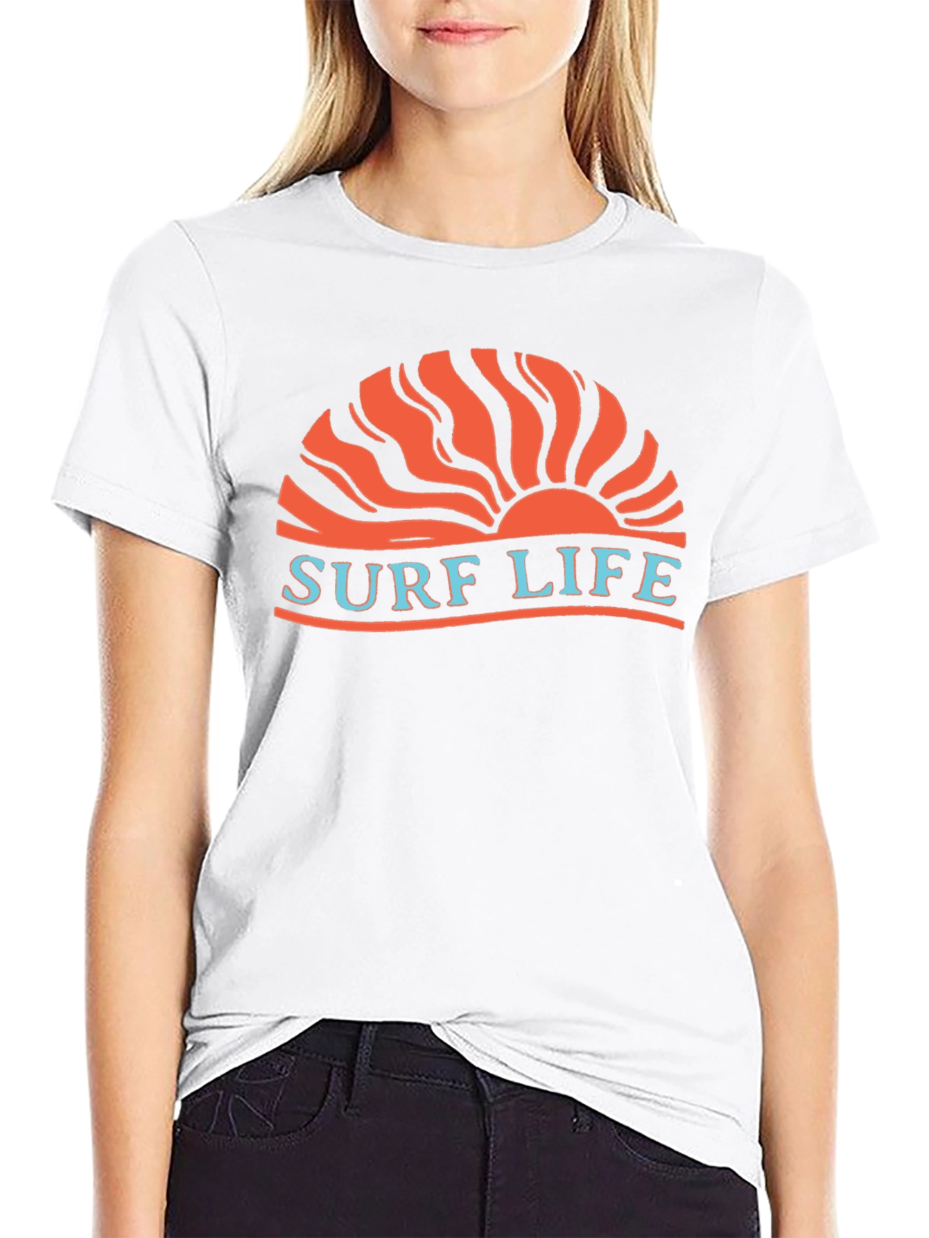 Surf Life Graphic Tee - Retro Sunset Design