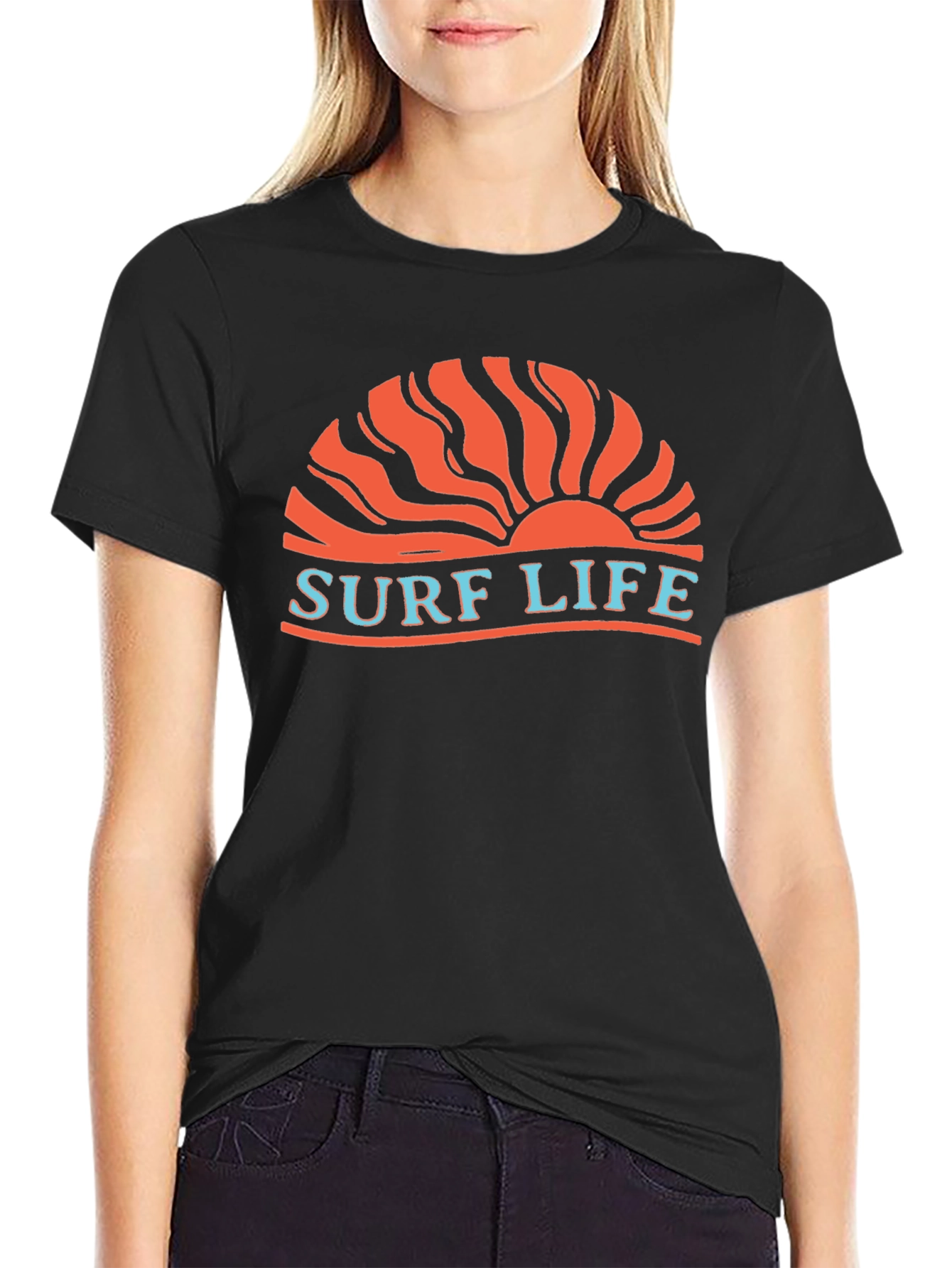 Surf Life Graphic Tee - Retro Sunset Design