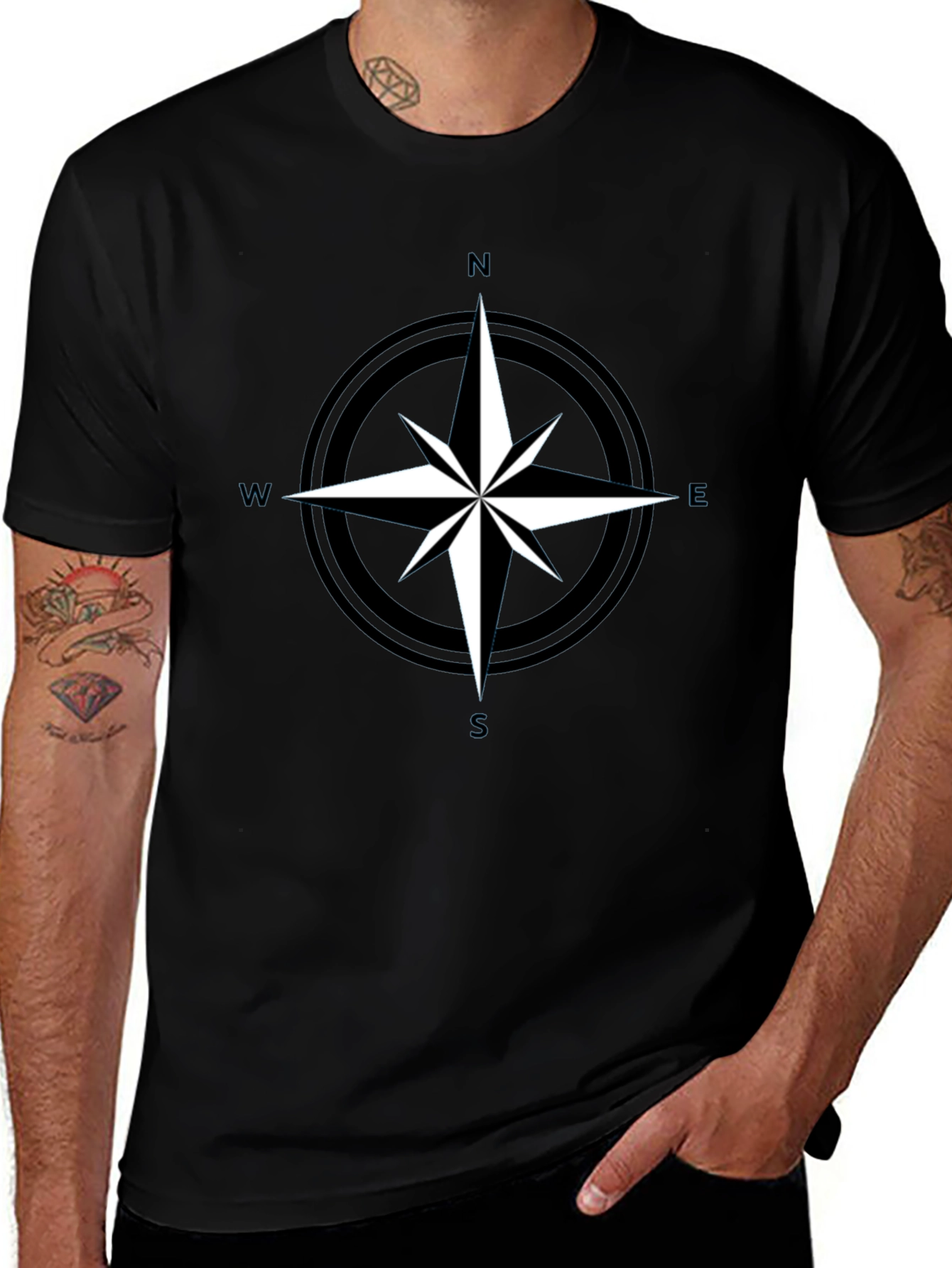 Compass Rose Graphic Tee - Black Adventure Shirt