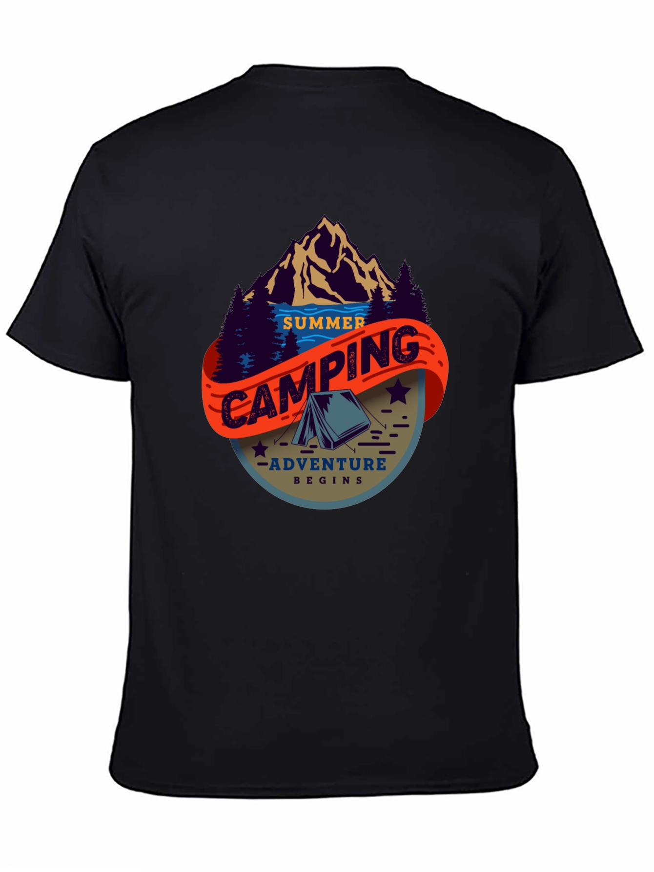 Summer Camping Adventure T-Shirt - Black
