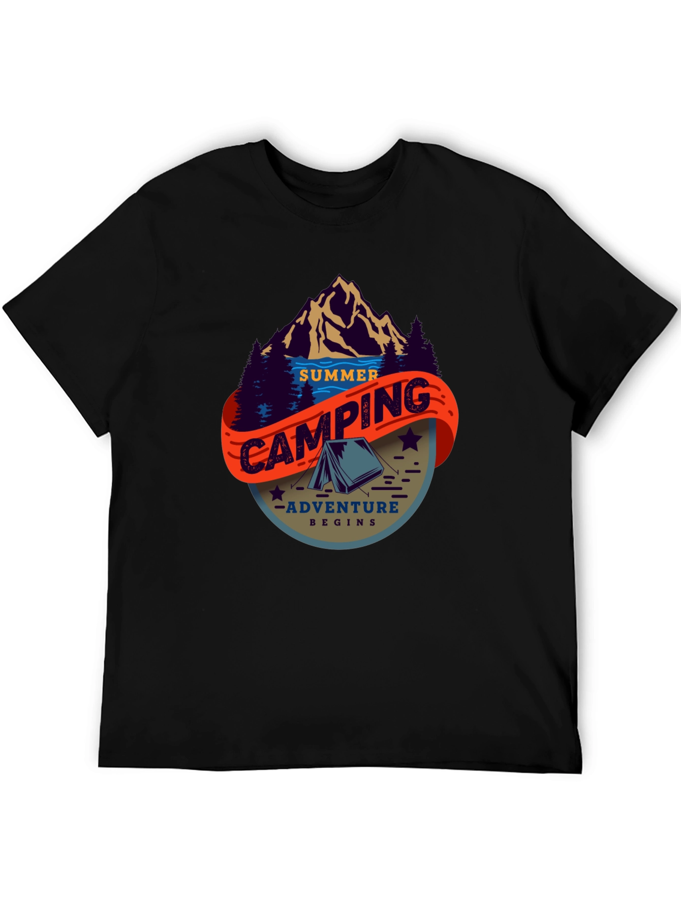 Summer Camping Adventure T-Shirt - Black