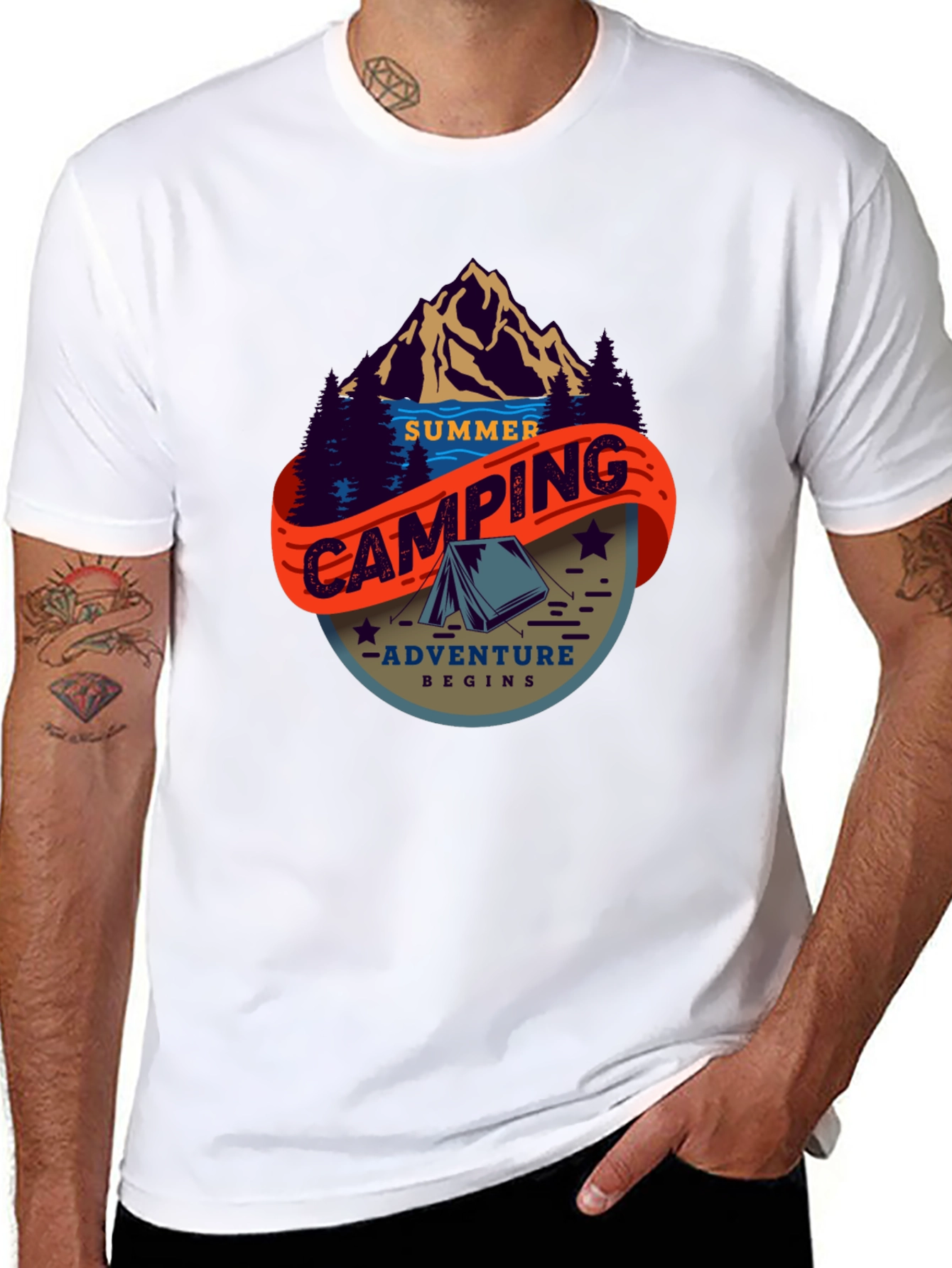 Summer Camping Adventure T-Shirt - Black