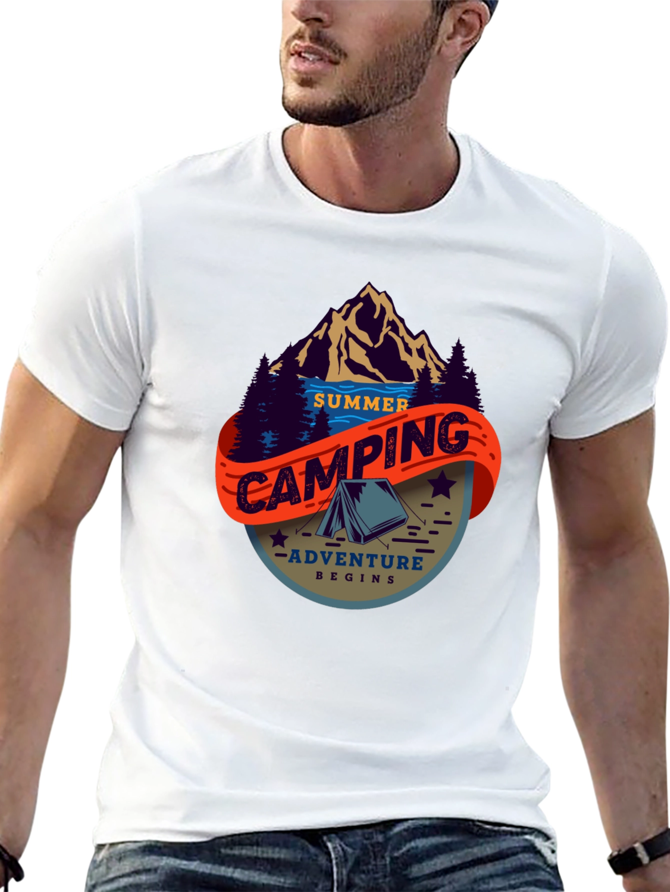 Summer Camping Adventure T-Shirt - Black