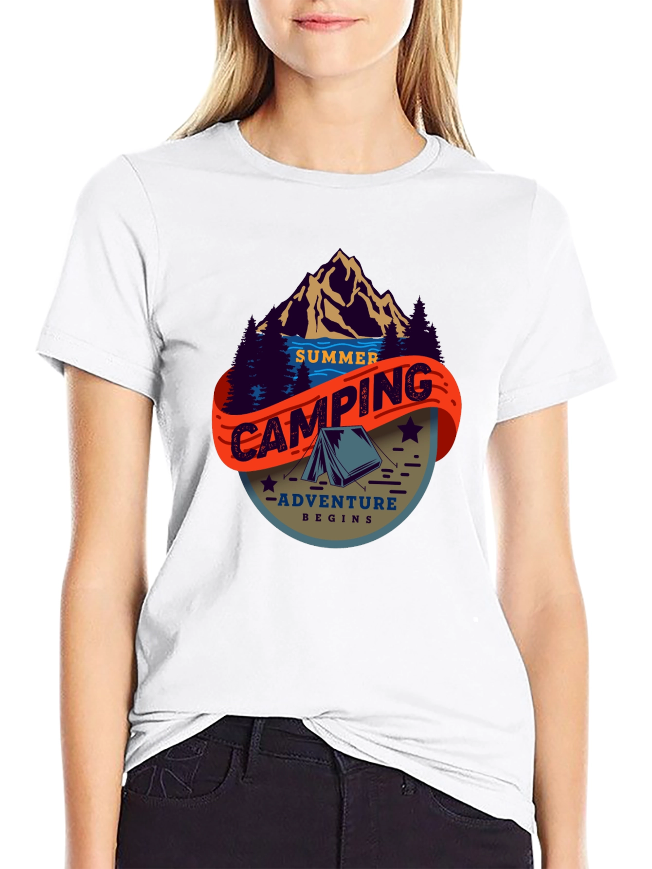 Summer Camping Adventure T-Shirt - Black