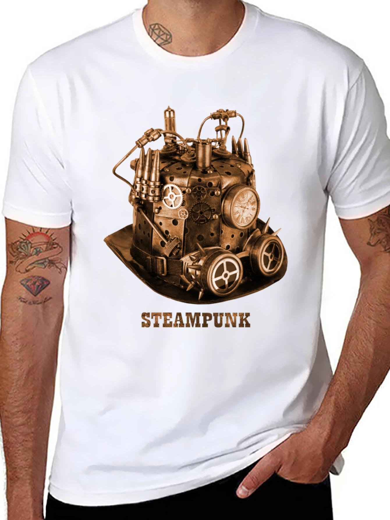 Steampunk Hat Graphic T-Shirt - Unique Design
