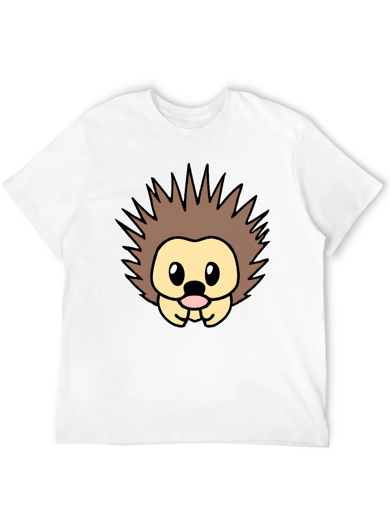 Cute Cartoon Hedgehog Graphic Tee - Black