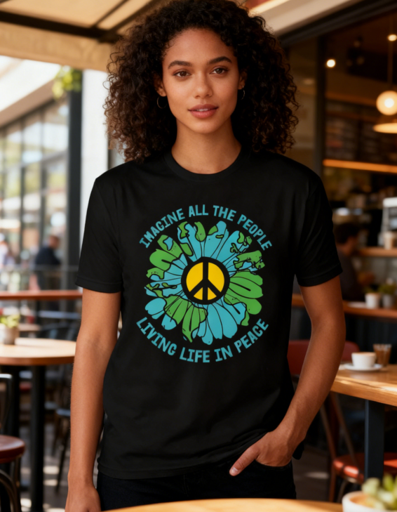 "Imagine Peace" Earth Flower Graphic Tee