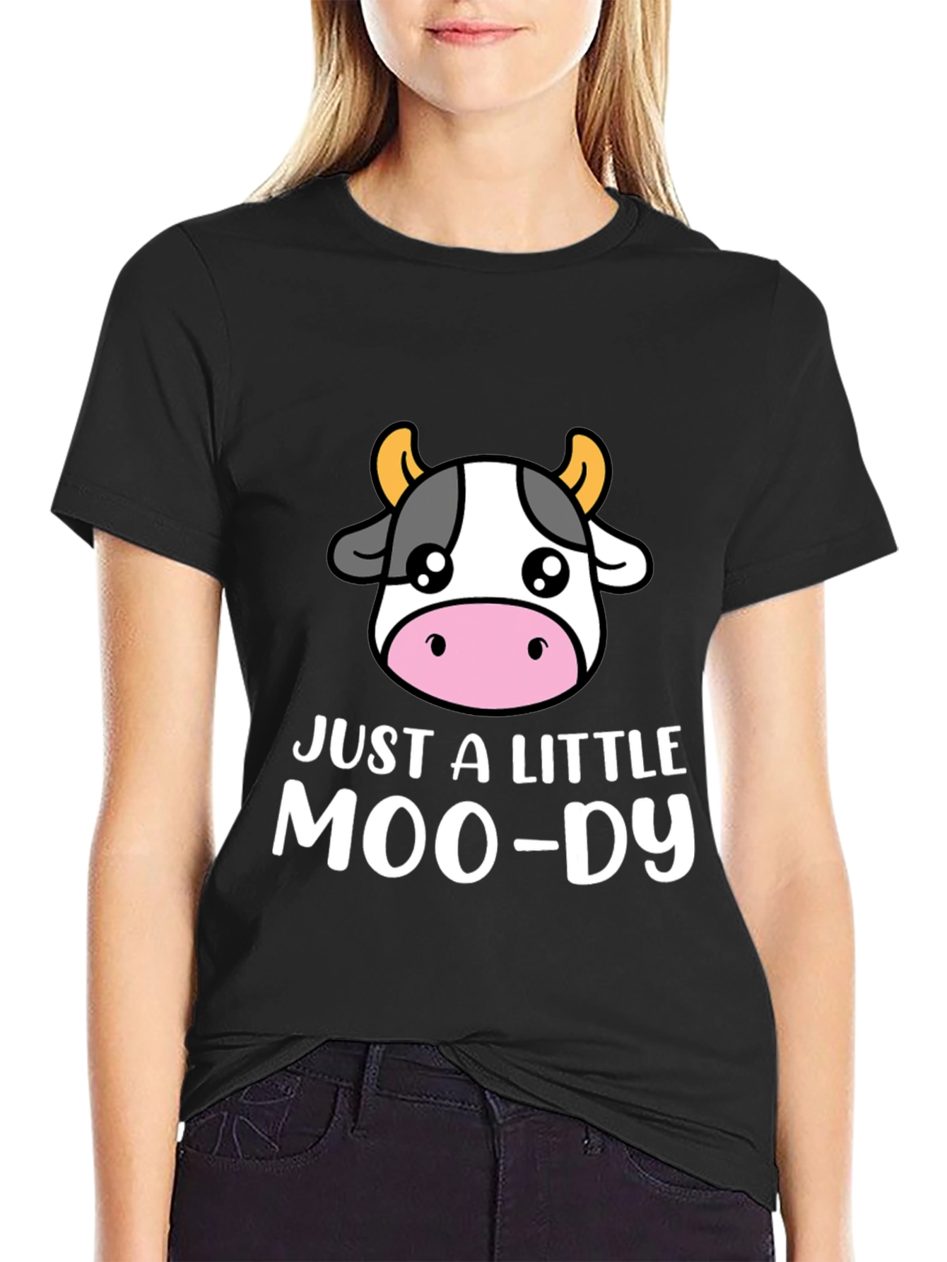 Just a Little Moo-dy Graphic T-Shirt