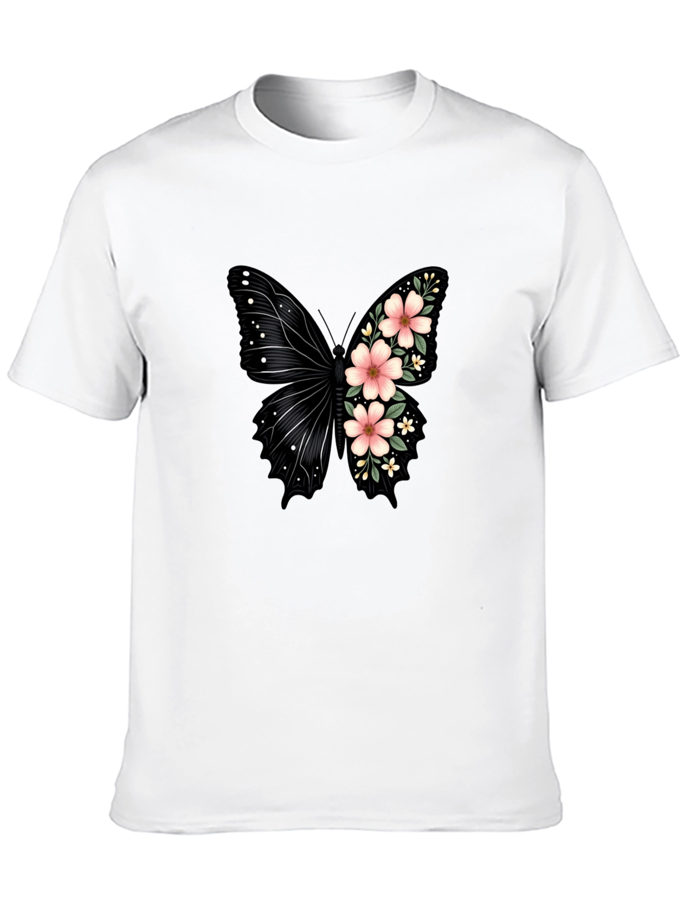 Floral Butterfly Graphic Tee - Trendy Black T-Shirt