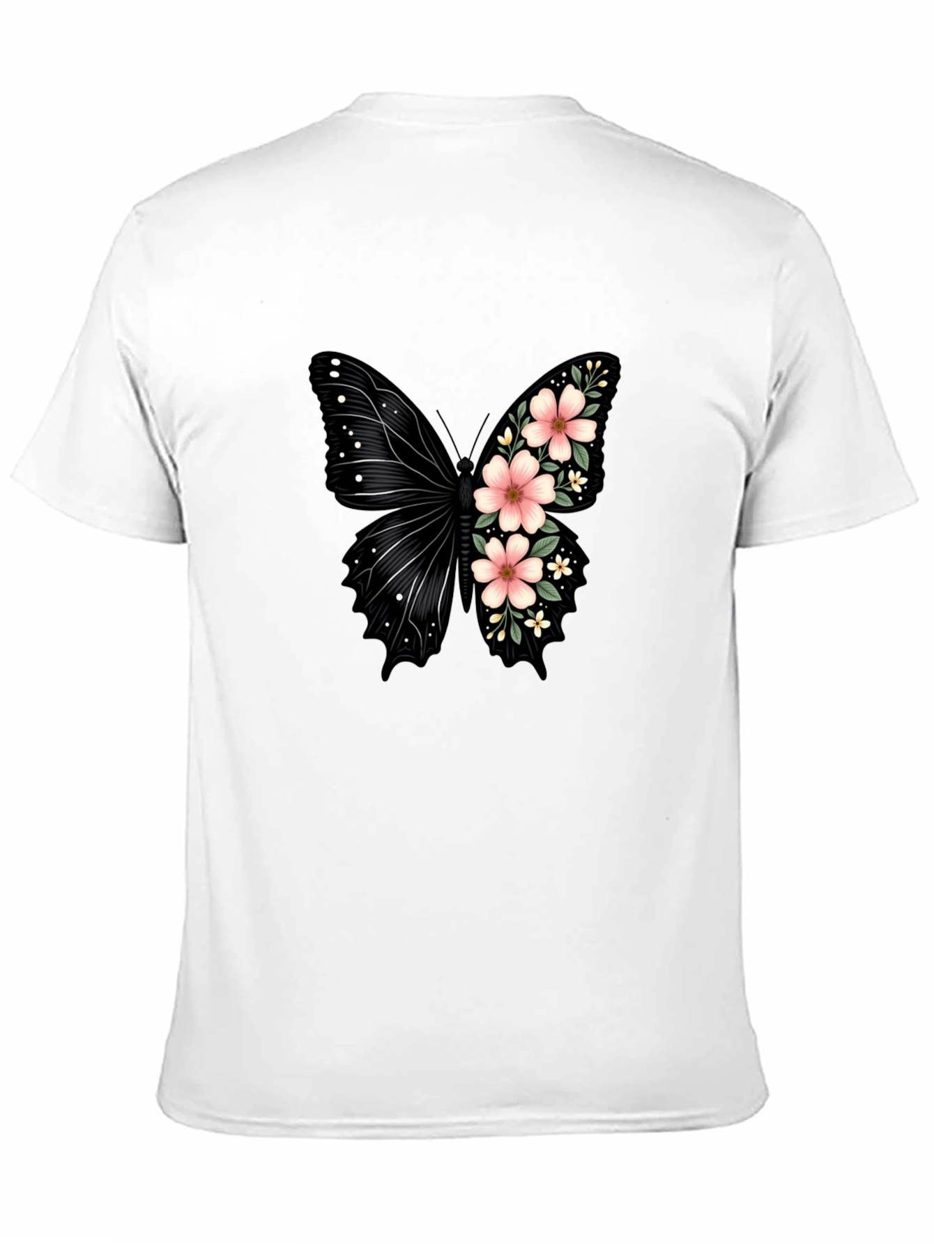Floral Butterfly Graphic Tee - Trendy Black T-Shirt