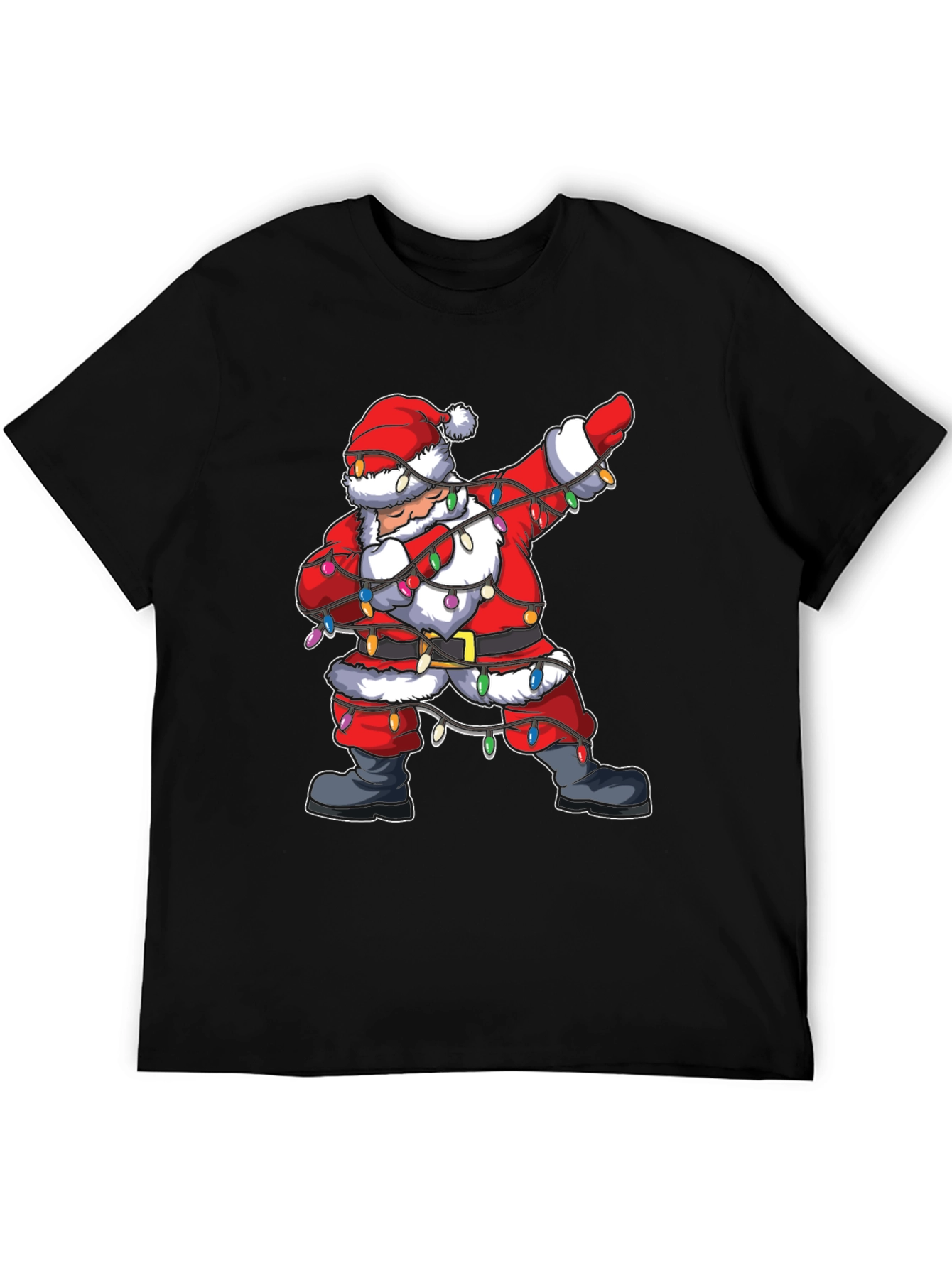 Dabbing Santa Christmas Lights Graphic Tee