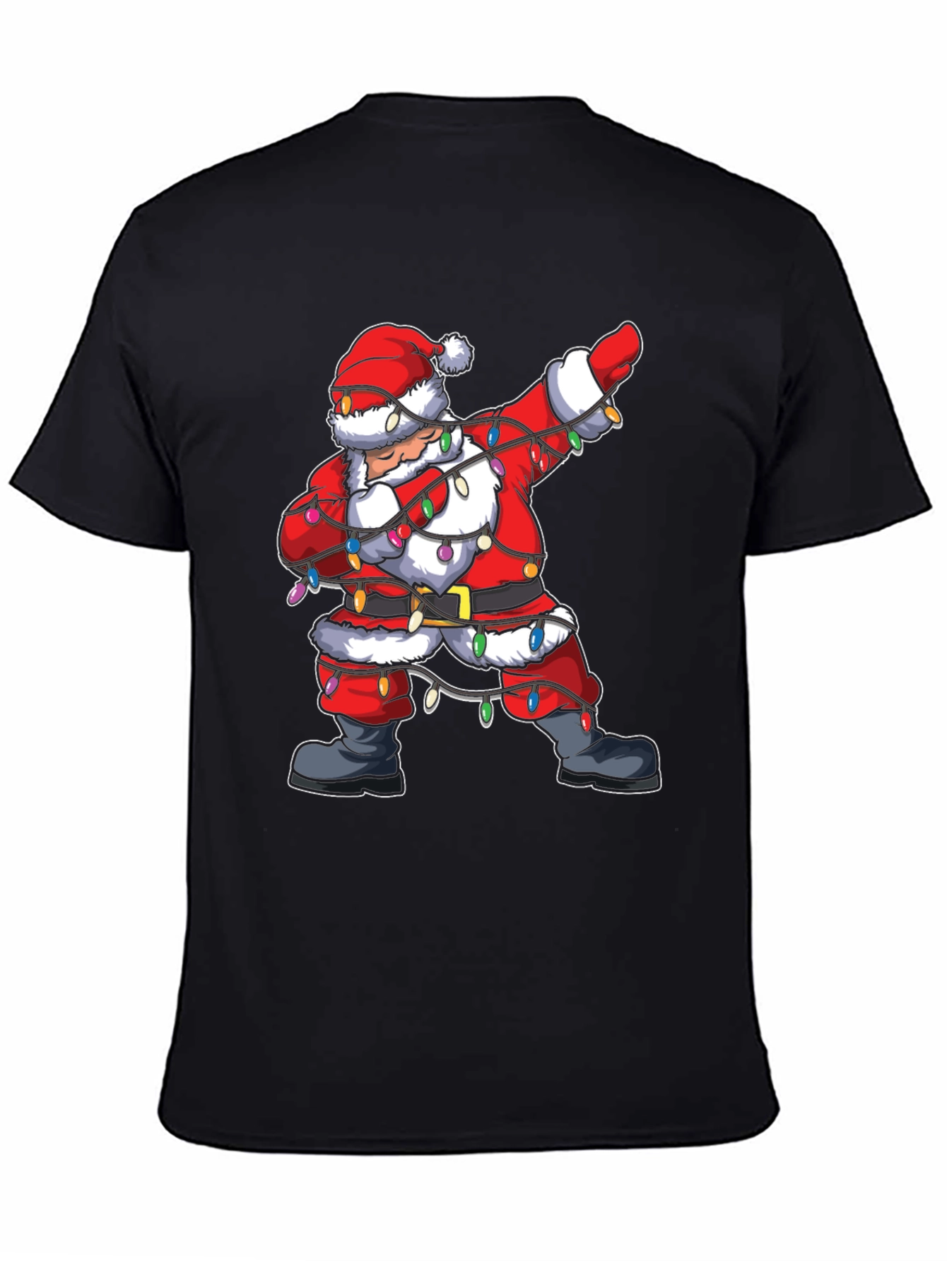 Dabbing Santa Christmas Lights Graphic Tee
