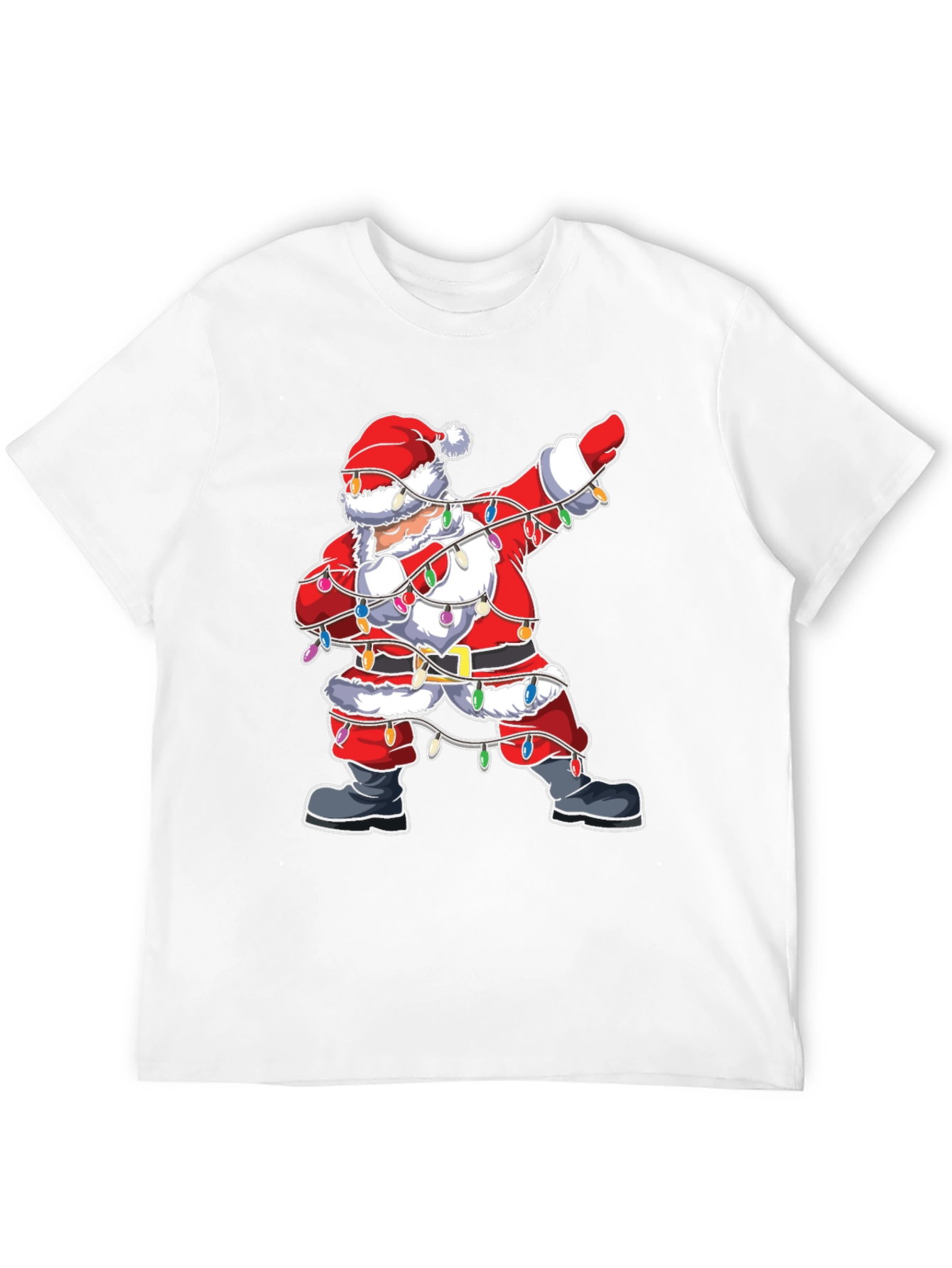 Dabbing Santa Christmas Lights Graphic Tee