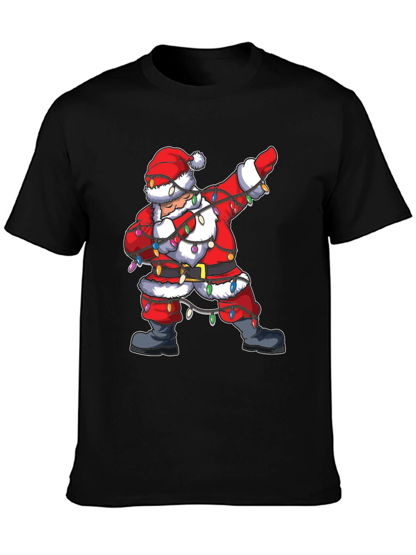 Dabbing Santa Christmas Lights Graphic Tee