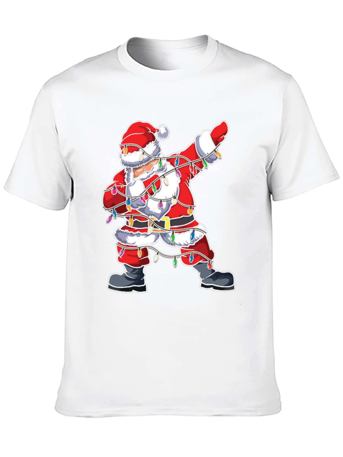 Dabbing Santa Christmas Lights Graphic Tee