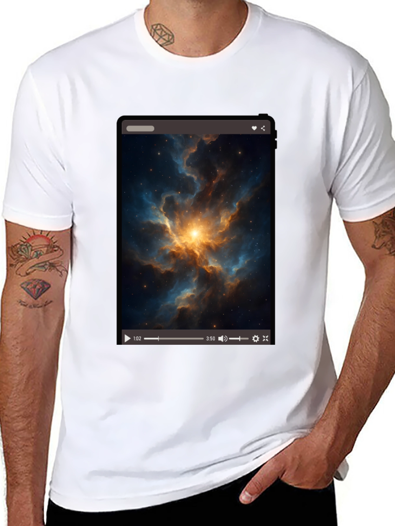 Nebula Video Screen Graphic Black T-Shirt