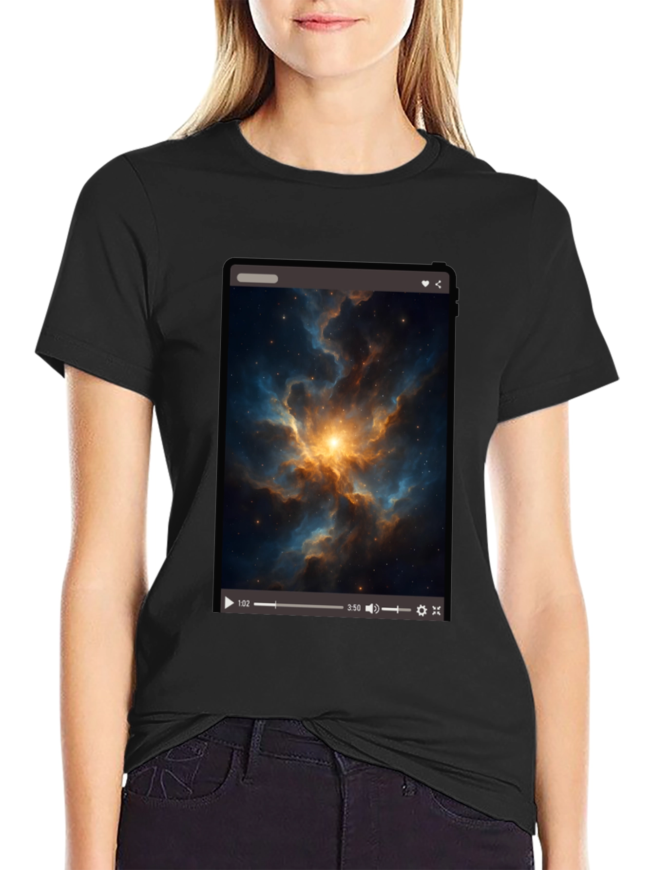 Nebula Video Screen Graphic Black T-Shirt