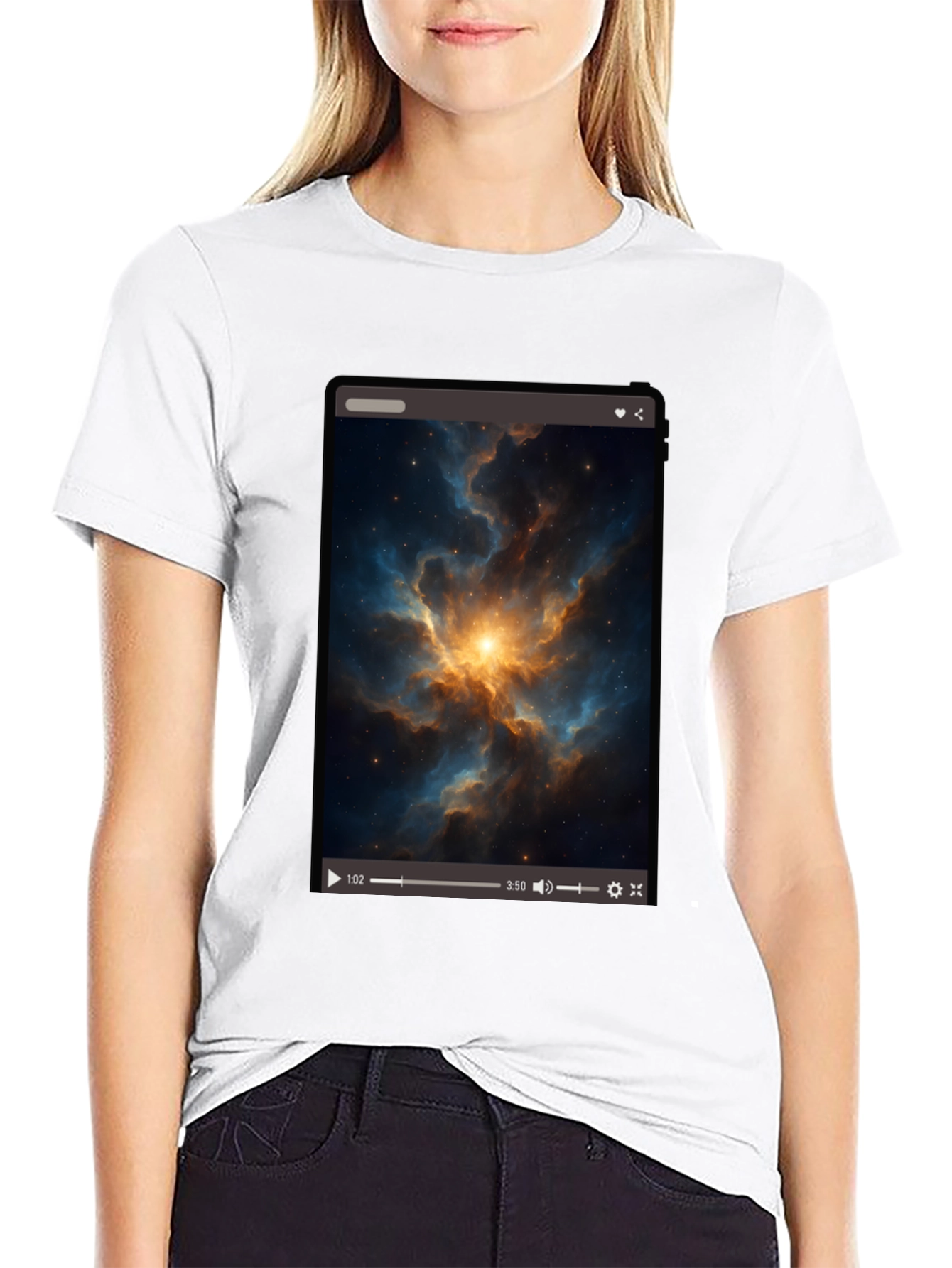 Nebula Video Screen Graphic Black T-Shirt