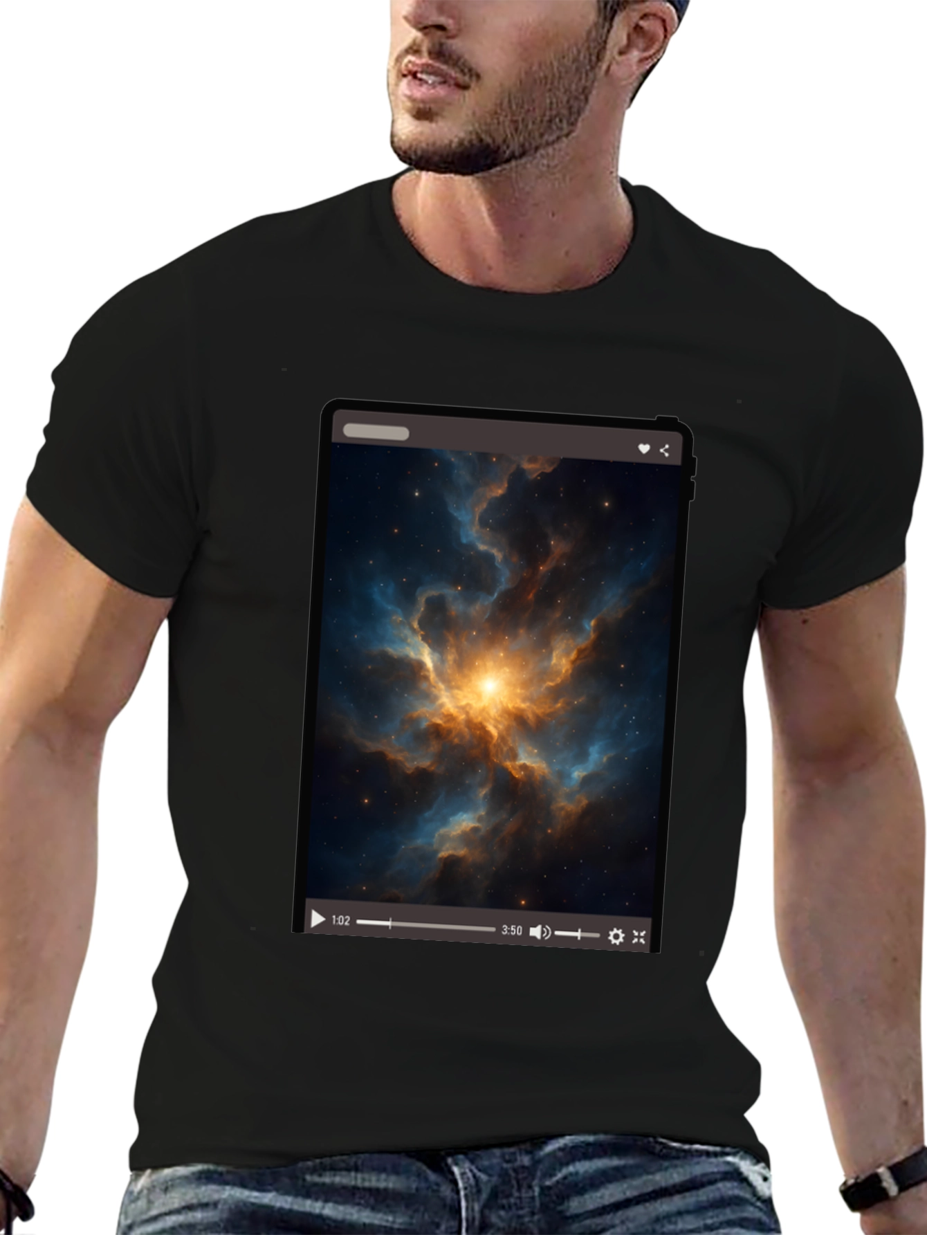 Nebula Video Screen Graphic Black T-Shirt