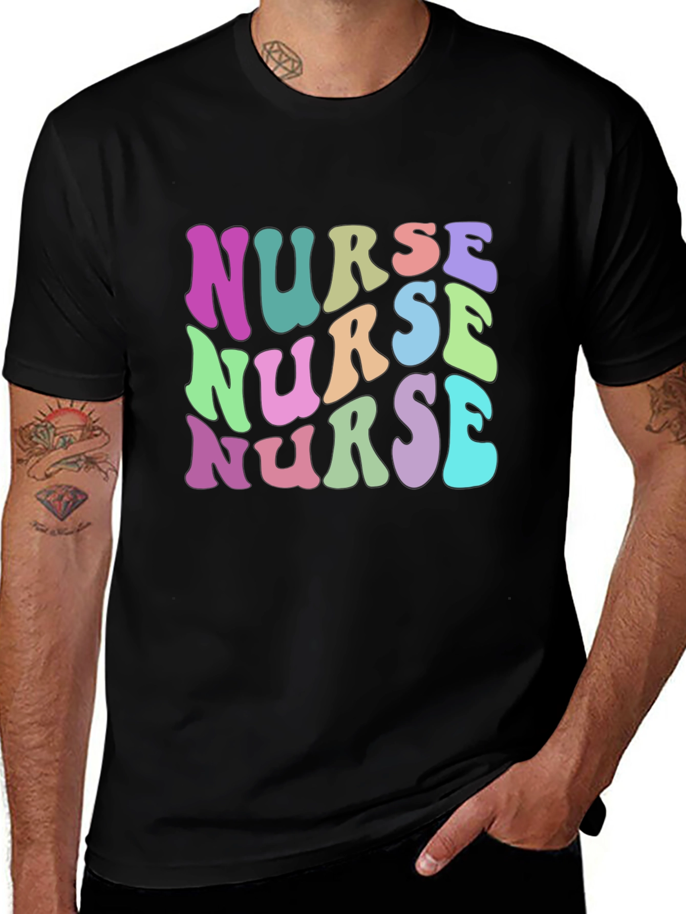 Nurse Retro Graphic Tee - Black