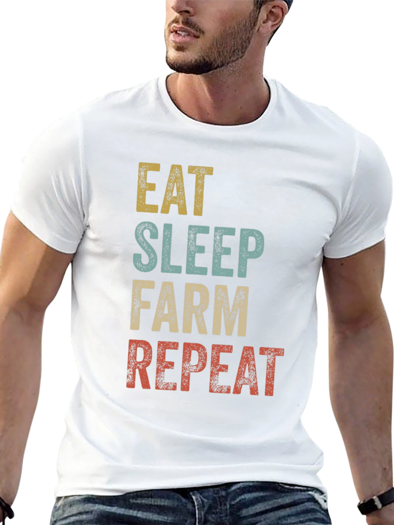 Eat Sleep Farm Repeat Graphic Tee