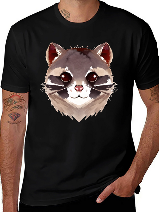 Cute Raccoon Graphic Black T-Shirt