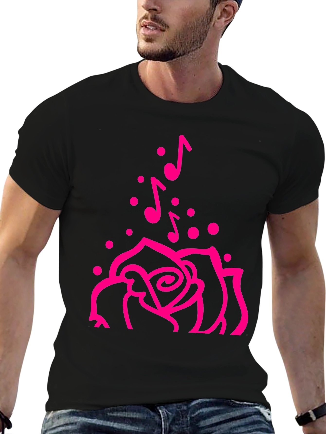 Rose and Music Notes Graphic Tee