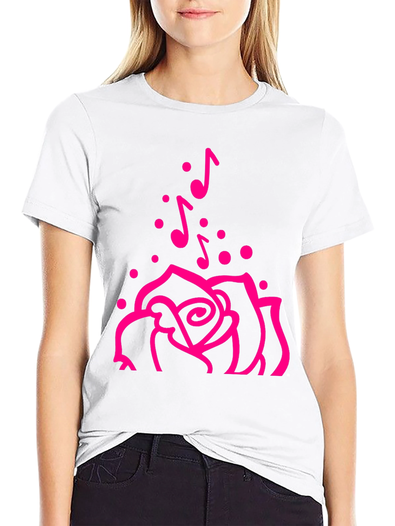 Rose and Music Notes Graphic Tee