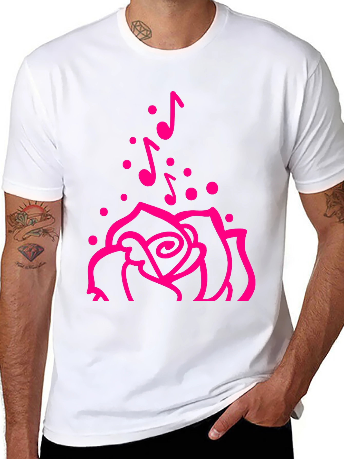 Rose and Music Notes Graphic Tee