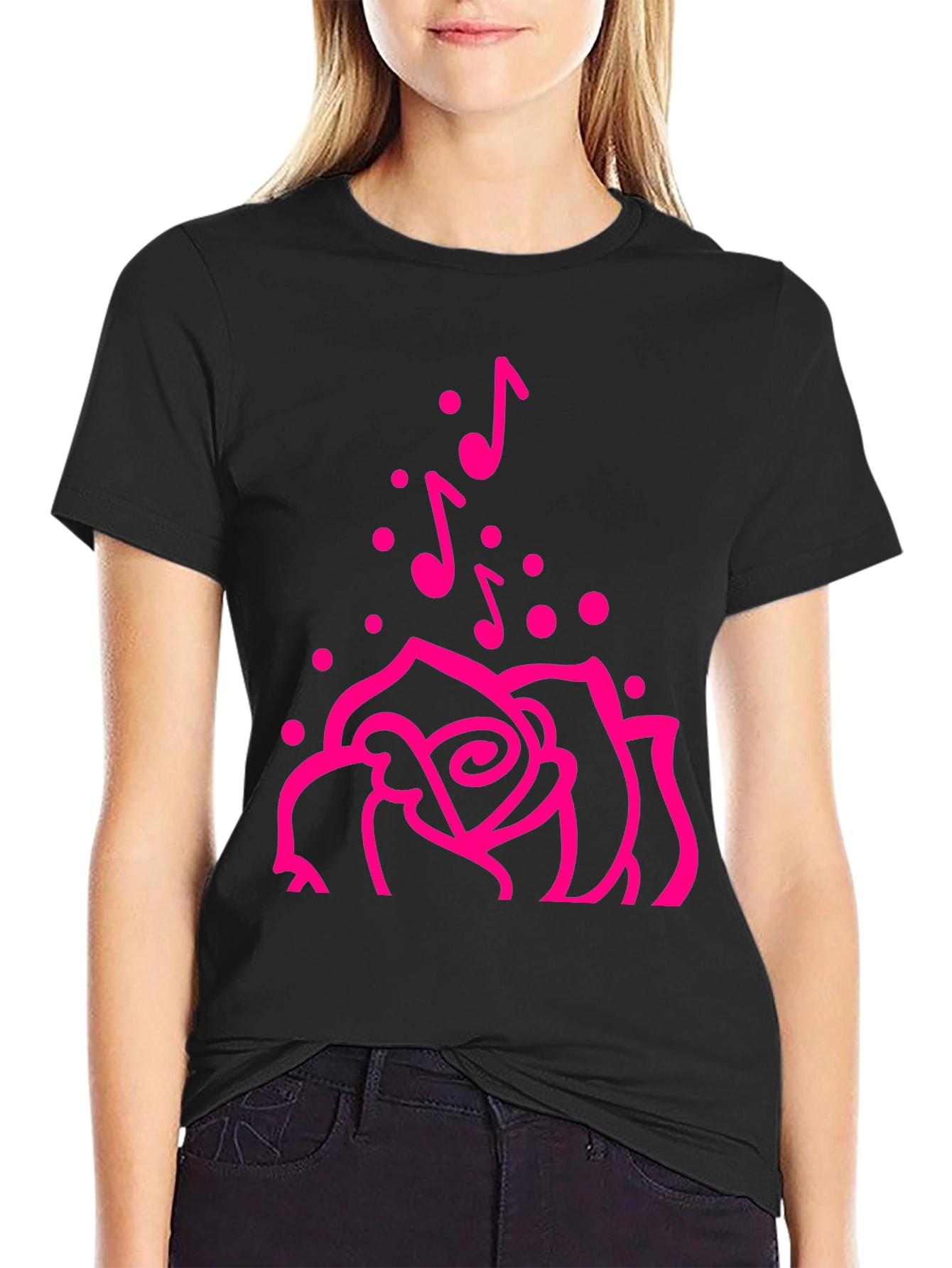 Rose and Music Notes Graphic Tee
