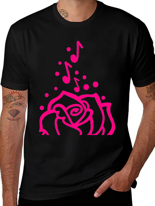 Rose and Music Notes Graphic Tee
