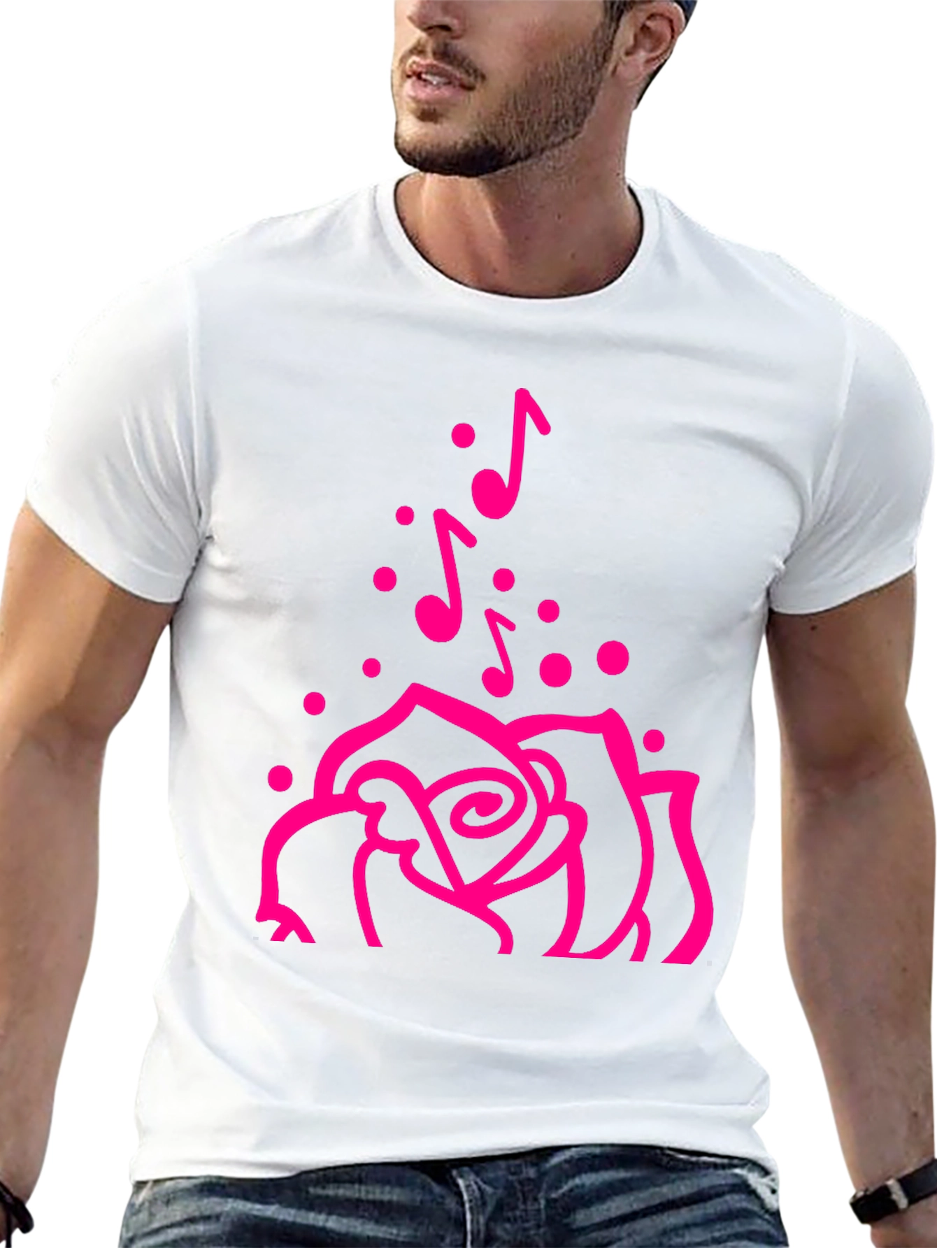 Rose and Music Notes Graphic Tee