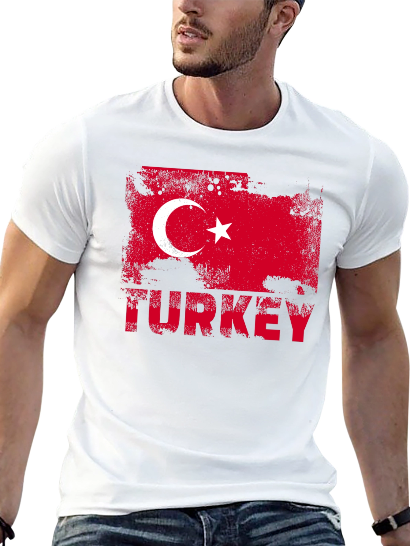 Turkey Flag Grunge Black T-Shirt