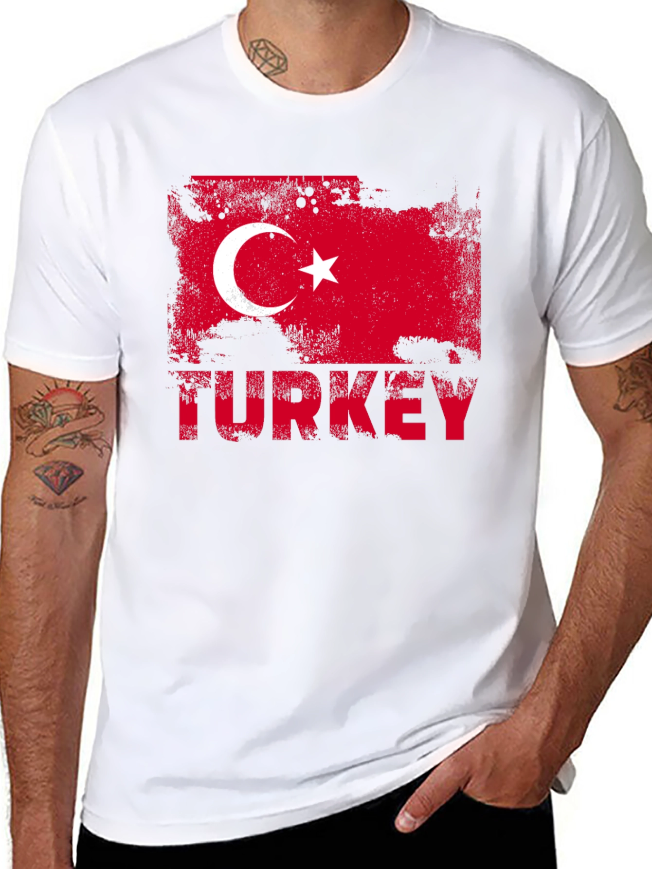 Turkey Flag Grunge Black T-Shirt