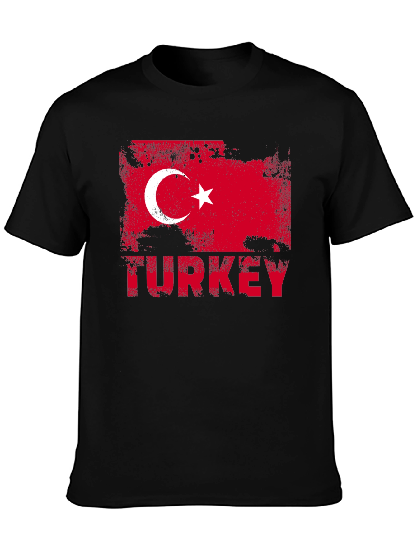 Turkey Flag Grunge Black T-Shirt