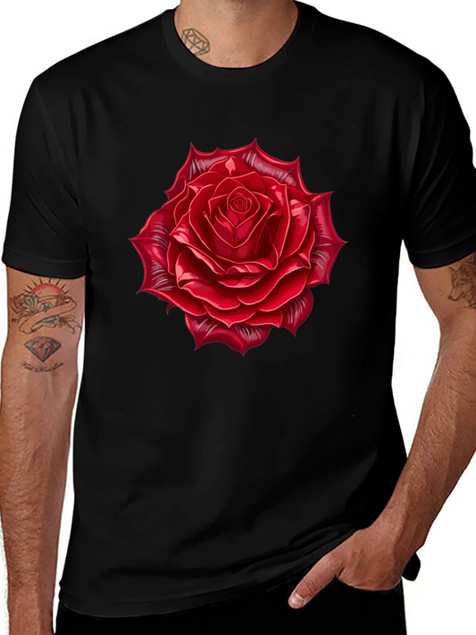 Red Rose Graphic Black T-Shirt