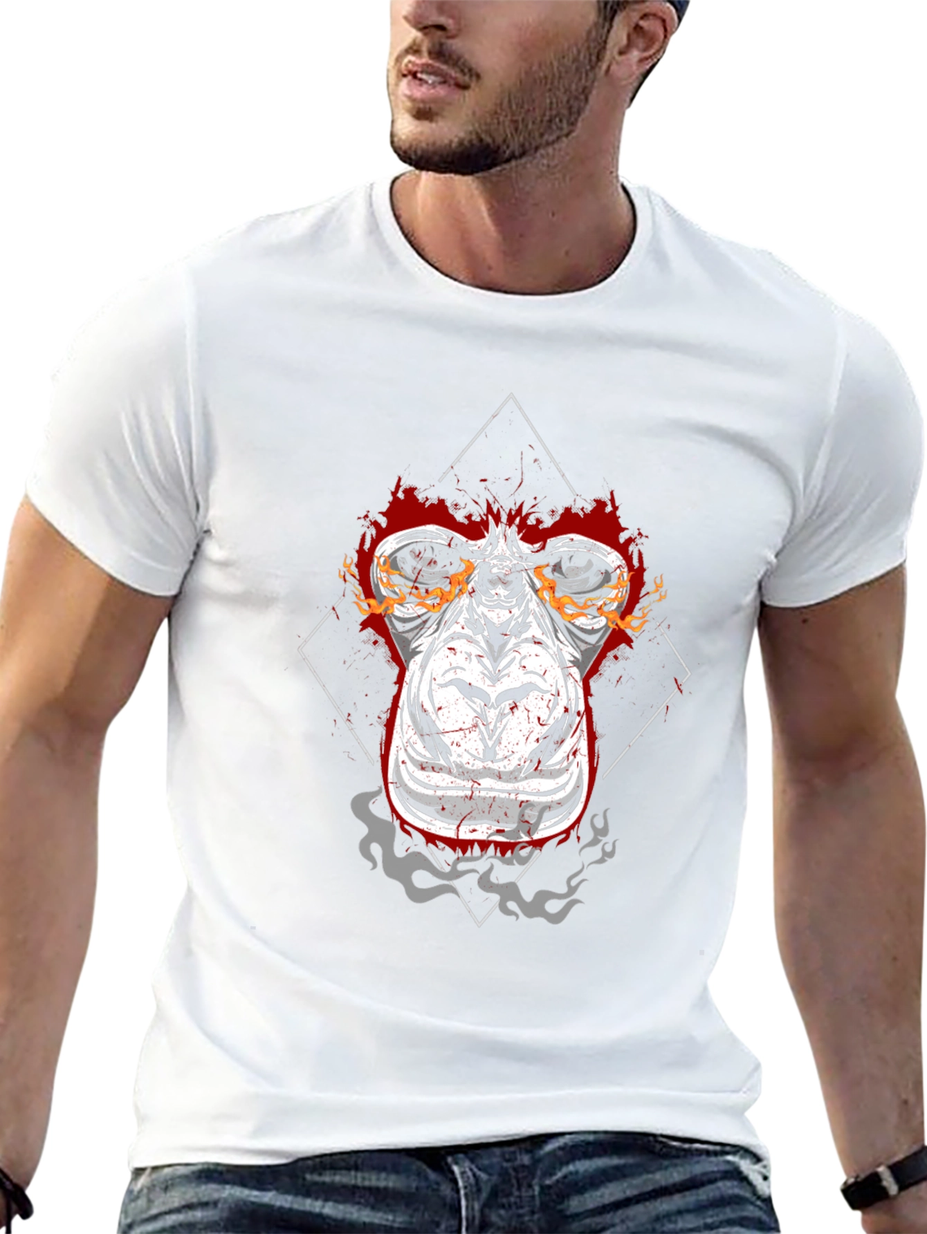 Fiery Ape Graphic Tee - Black Cotton T-Shirt