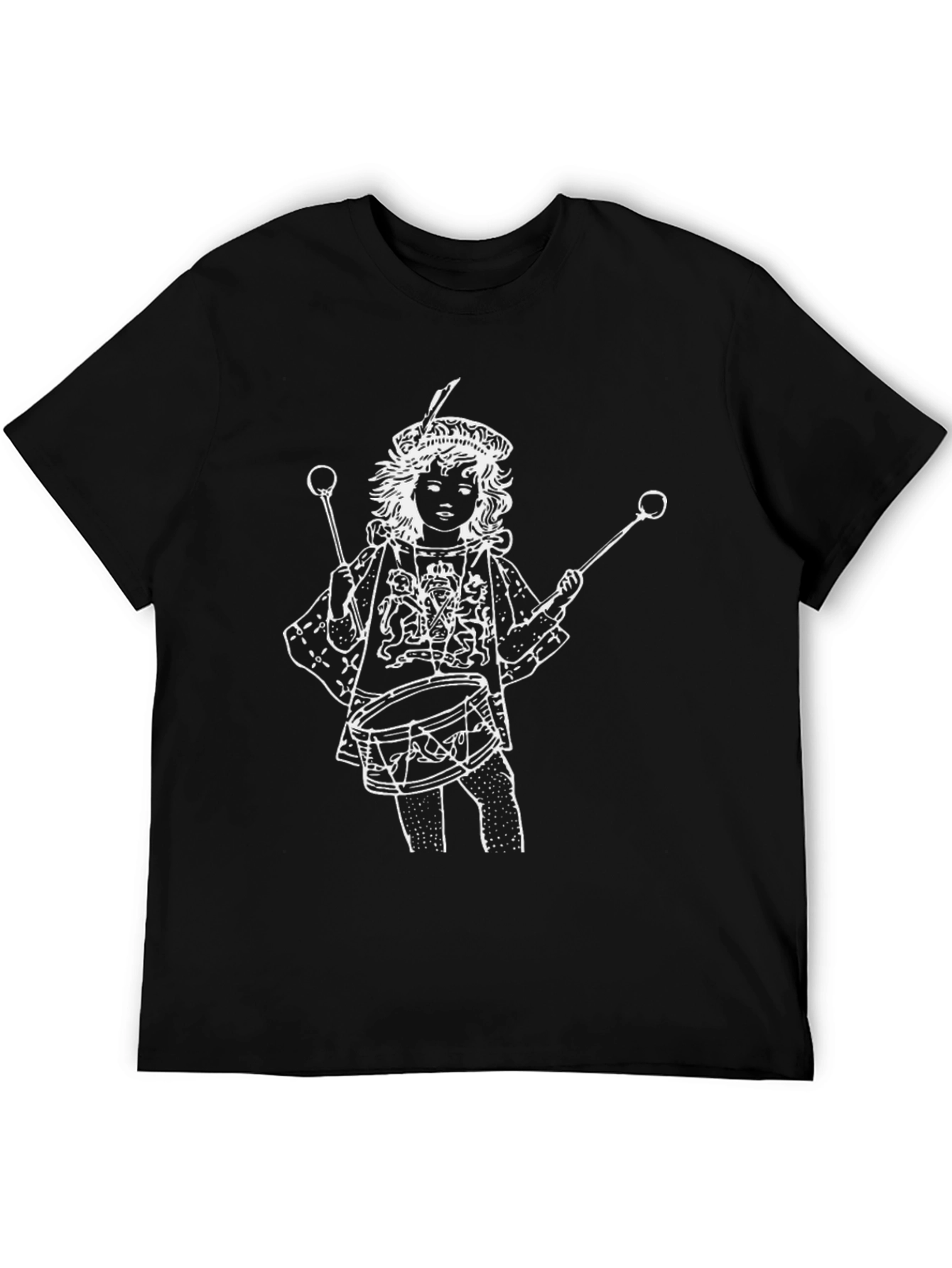 Black T-Shirt with Drummer Boy Graphic