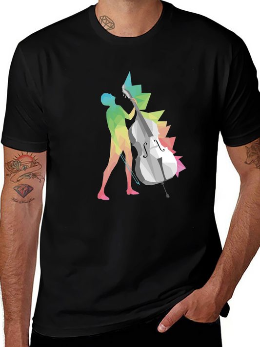 Abstract Bass Player Graphic Tee - Black