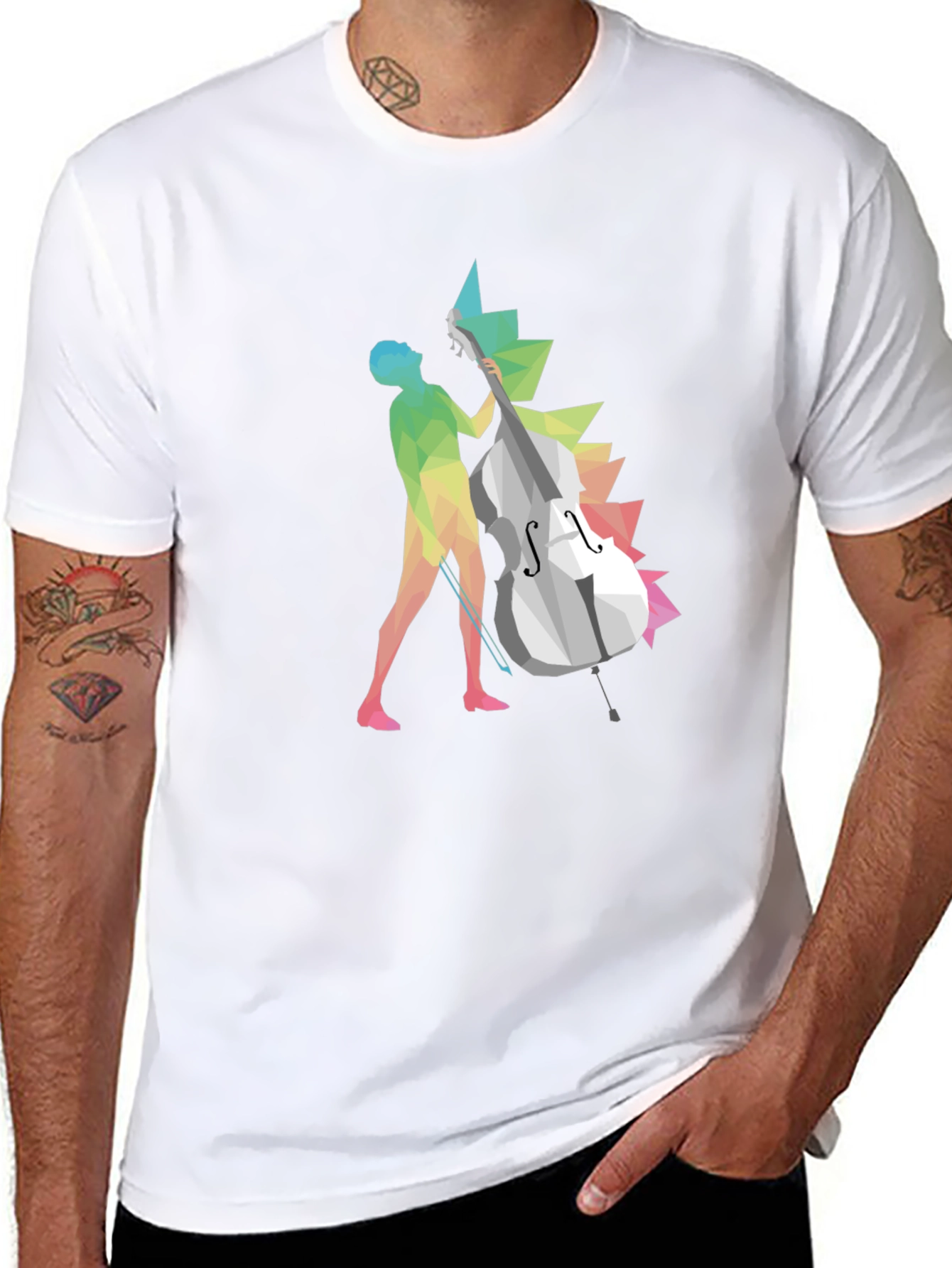 Abstract Bass Player Graphic Tee - Black