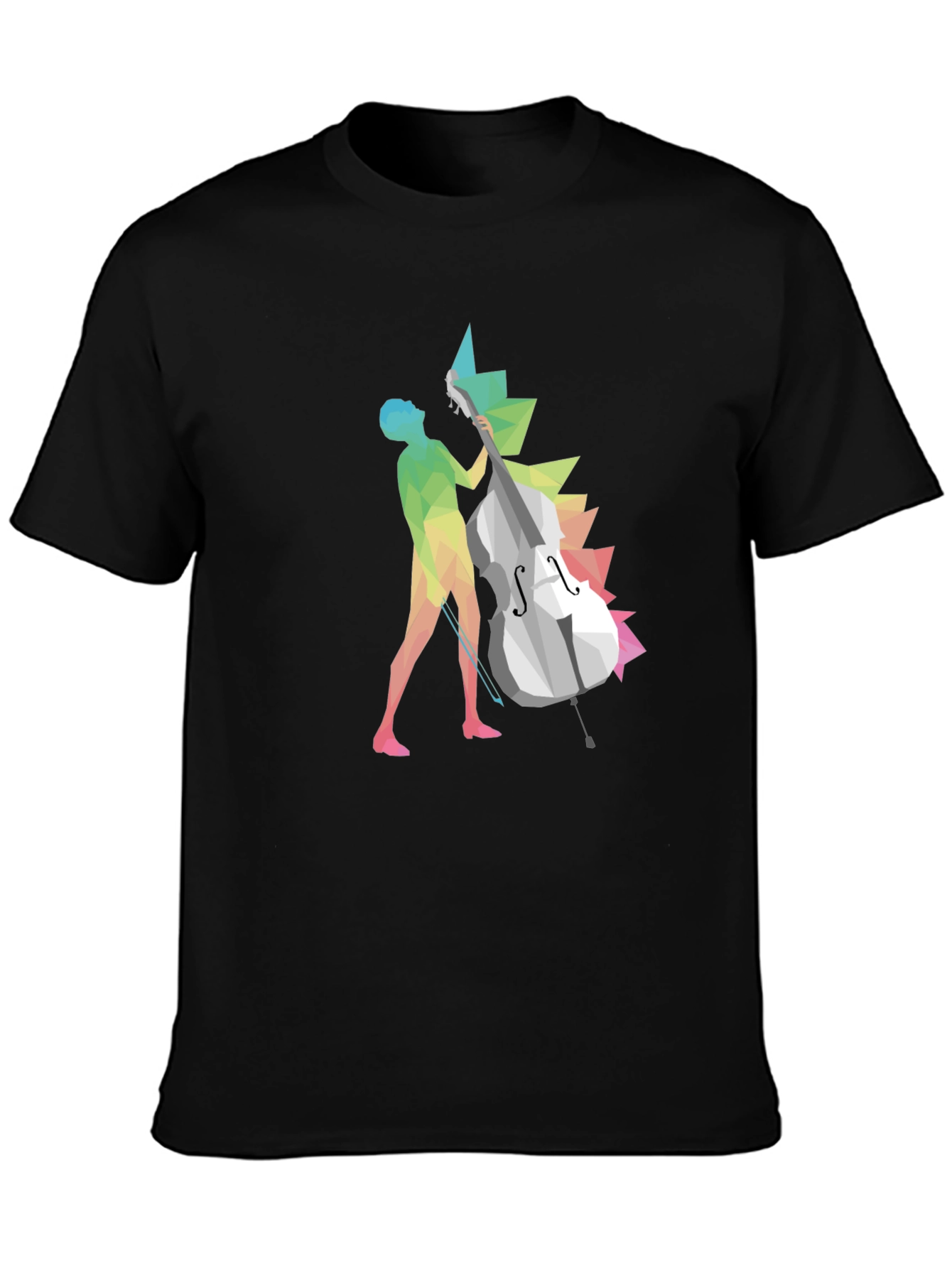 Abstract Bass Player Graphic Tee - Black