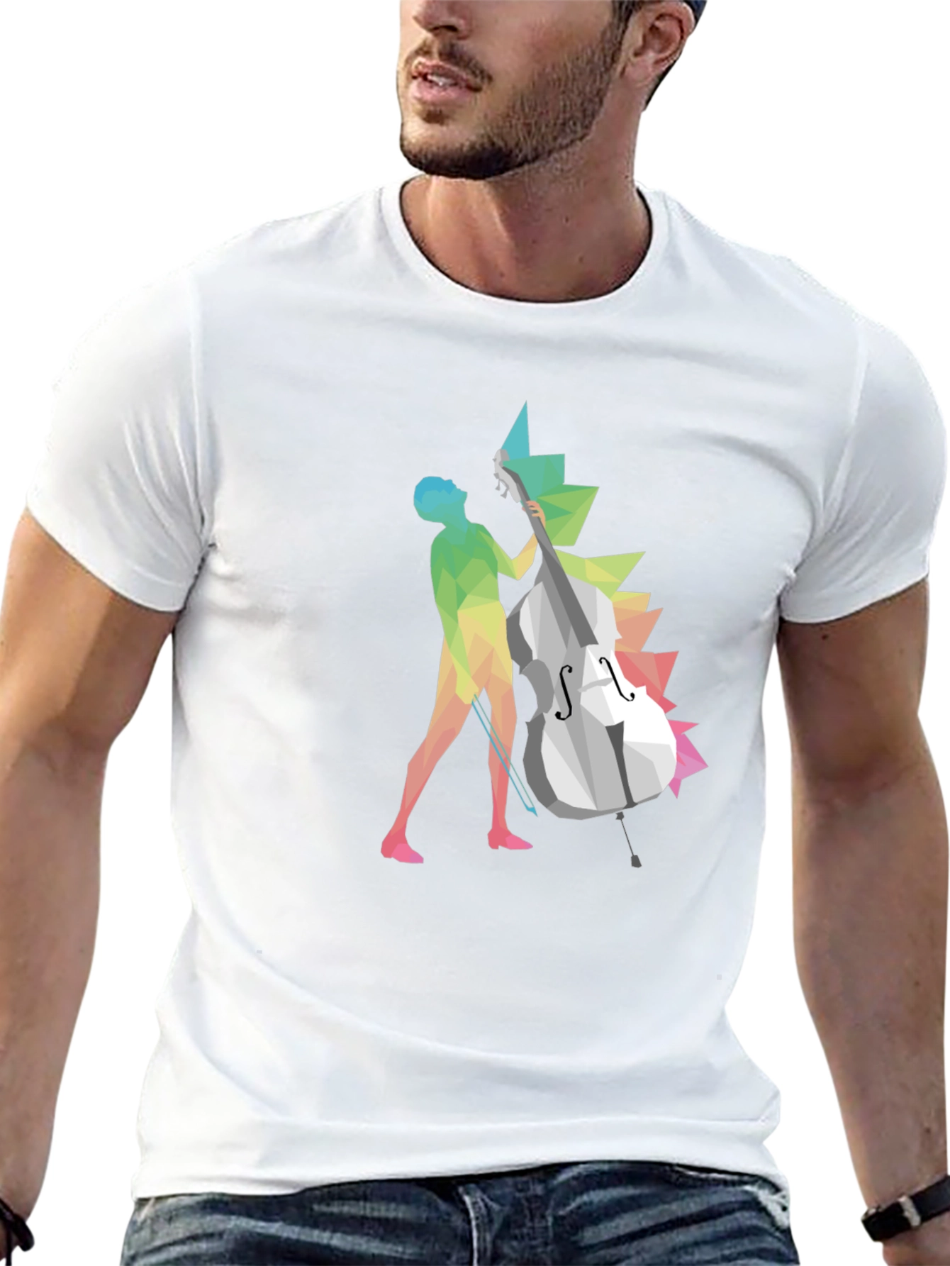 Abstract Bass Player Graphic Tee - Black