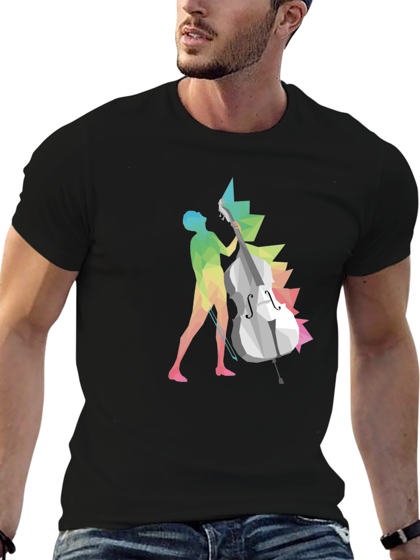 Abstract Bass Player Graphic Tee - Black