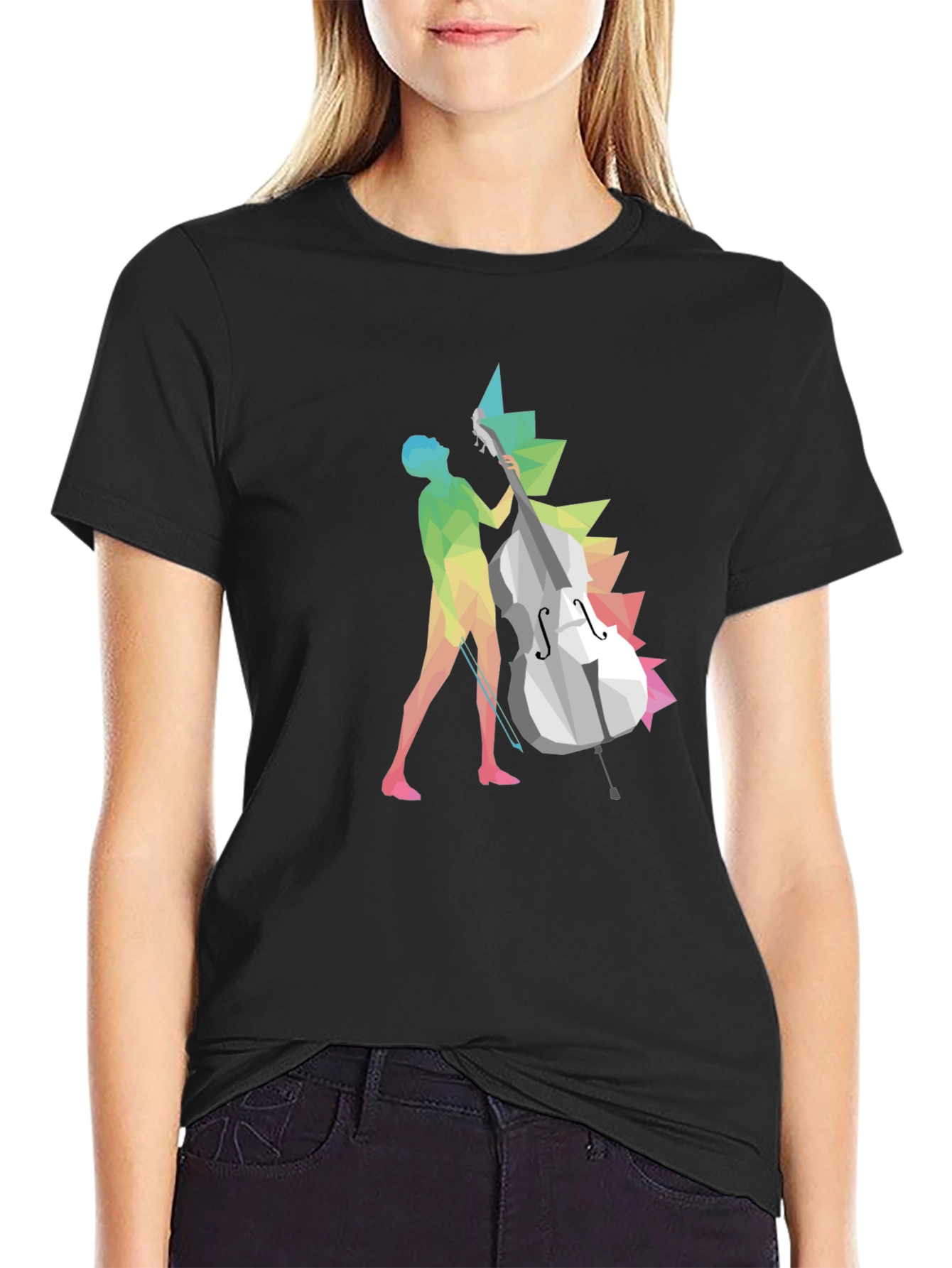 Abstract Bass Player Graphic Tee - Black